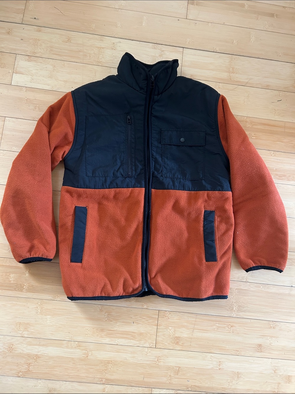 Zara Two-Tone Puffer Jacket - Rust Orange & Black